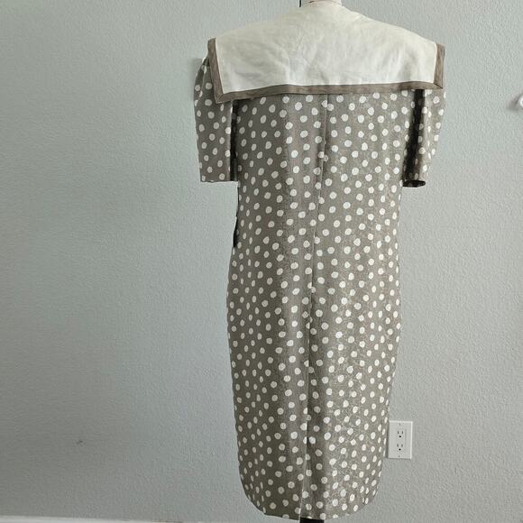 St. Gillian VTG Silk Polka Dot Midi Dress 12 Puff Sleeves Bow Collar Retro 80s - Picture 4 of 11